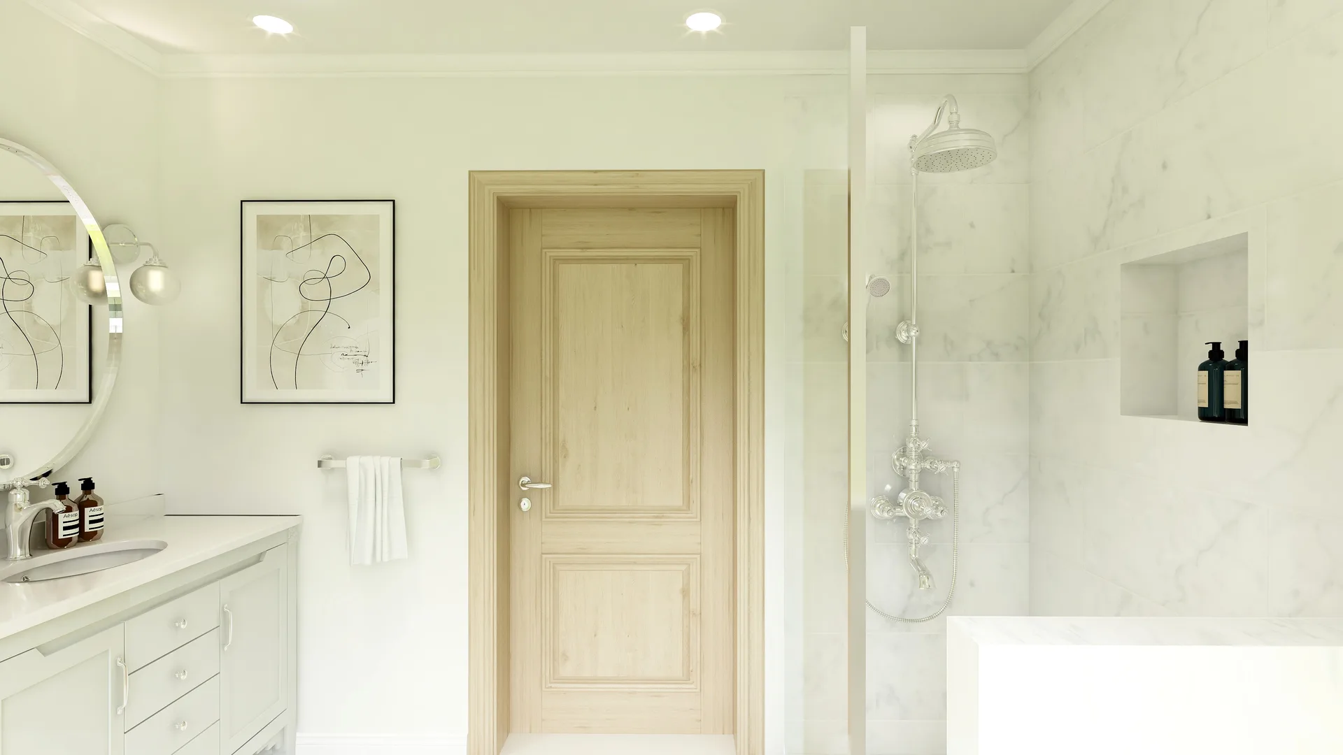 bathroom door, shower glimpse, Craigellan Bathroom
